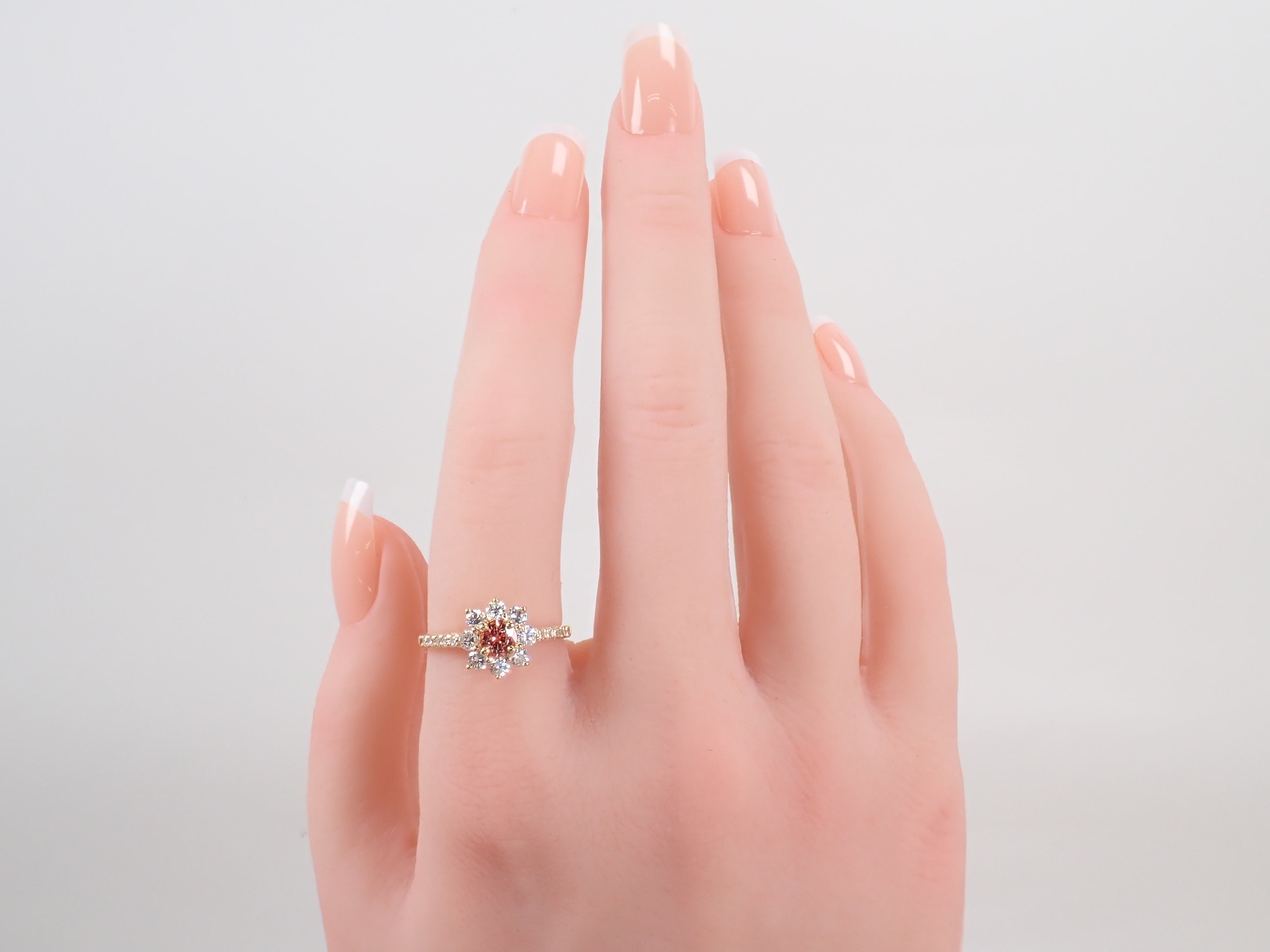 【抽選販売0812_11】K18 マダガスカル産パパラチアサファイア 0.412ct・ダイヤモンド0.57ctリング