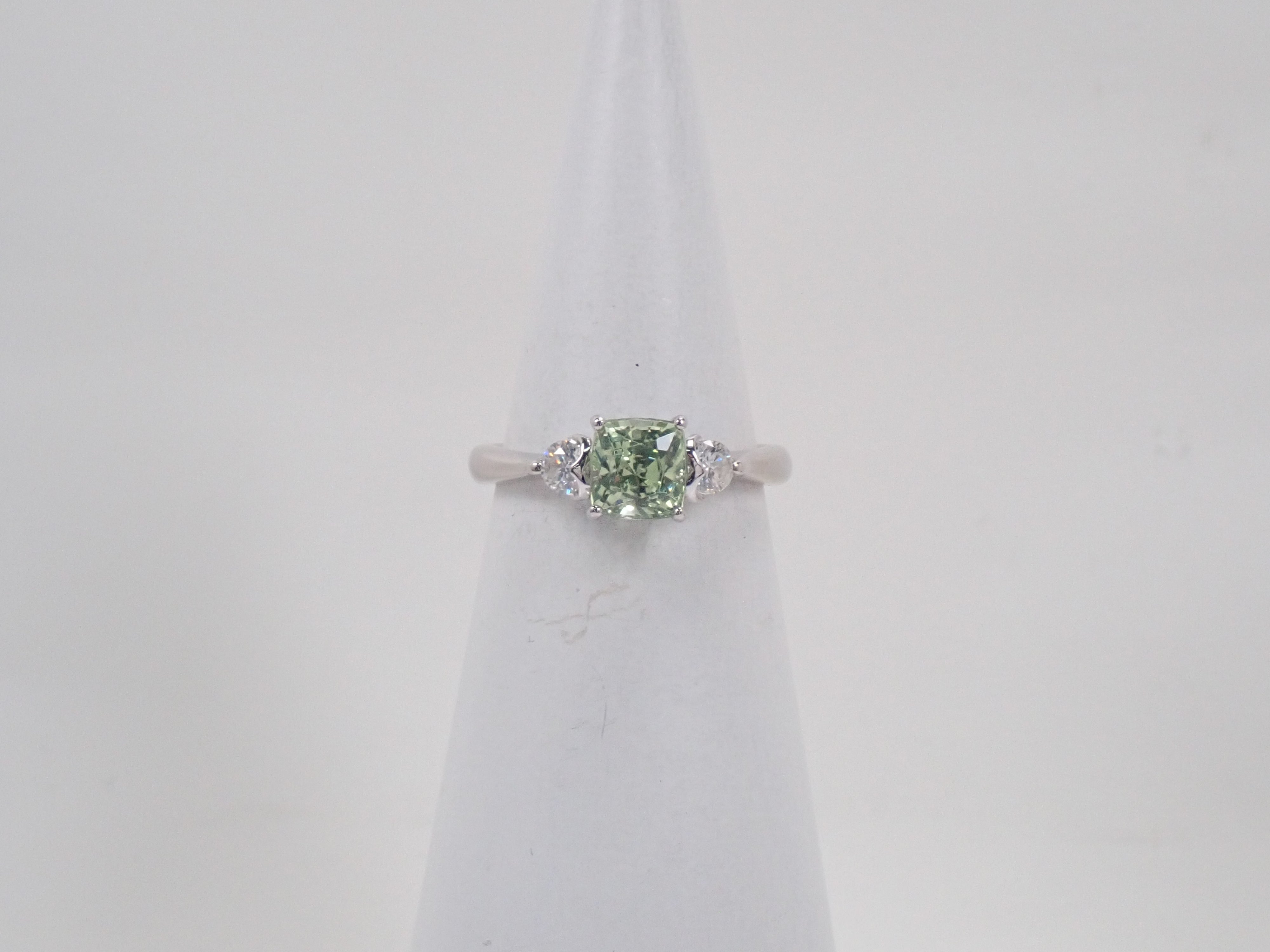 【22602712掲載】【カラフリ】Pt900 グロッシュラーガーネット 1.31ct ダイヤモンド0.24ctリング鑑別書