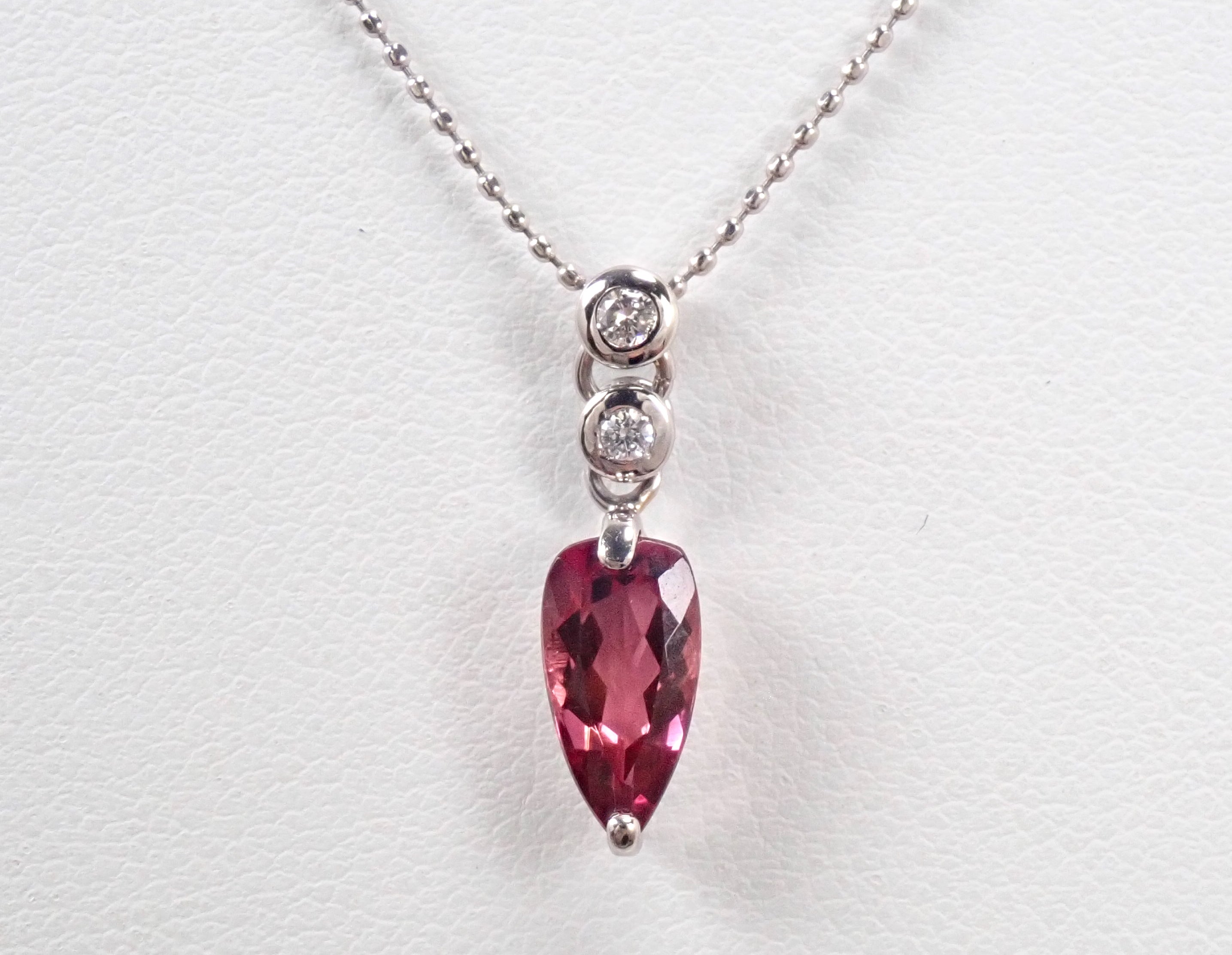 【8/31 22時販売】【カラフリ】Pt900/Pt850 ピンクトルマリン 1.10ct ダイヤモンド0.02ctペンダント（ネックレス）鑑別書