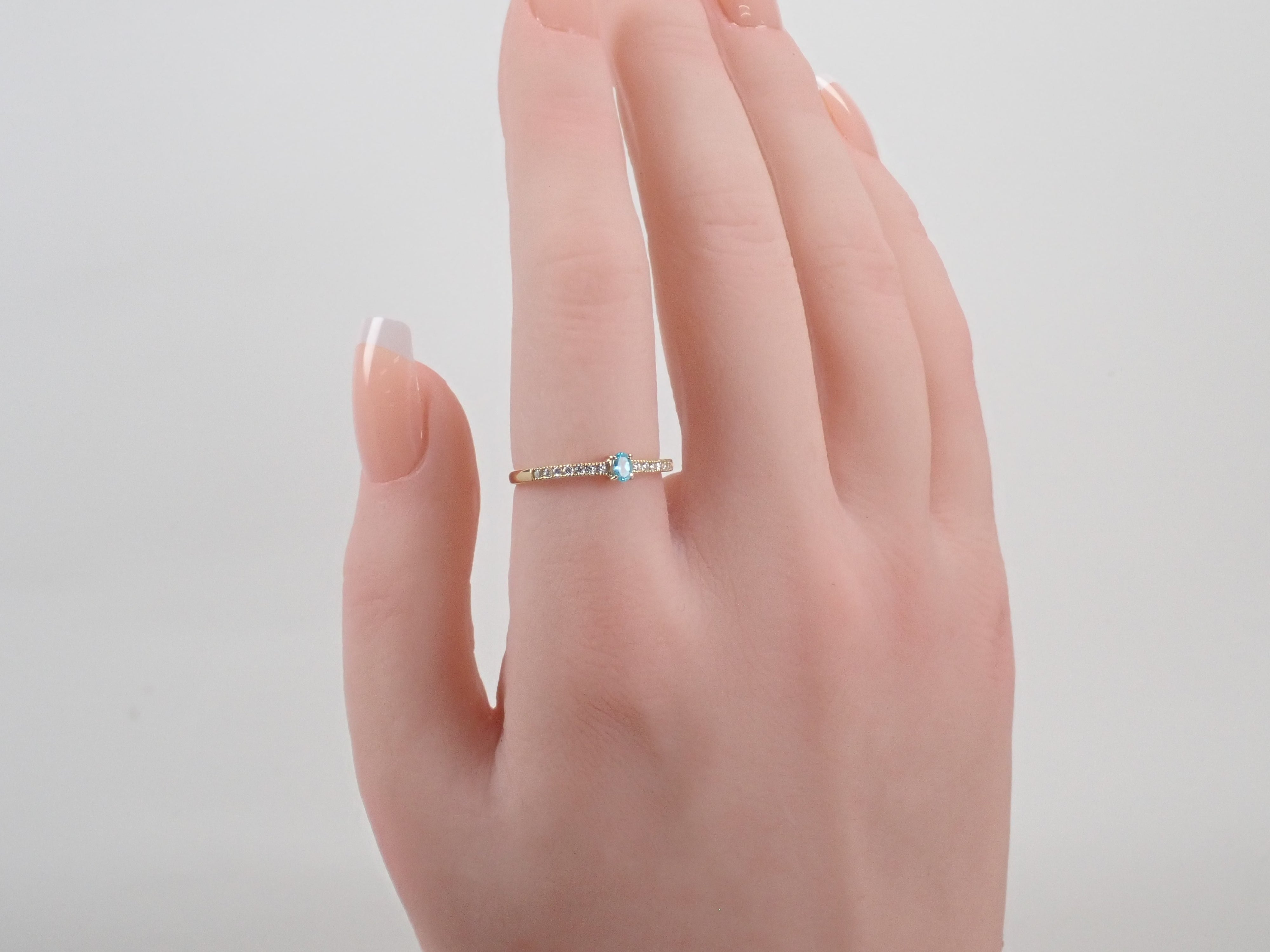 【22602676掲載】K18YG ブラジル産パライバトルマリン 0.095ct ダイヤモンド0.097ctリングソーティング
