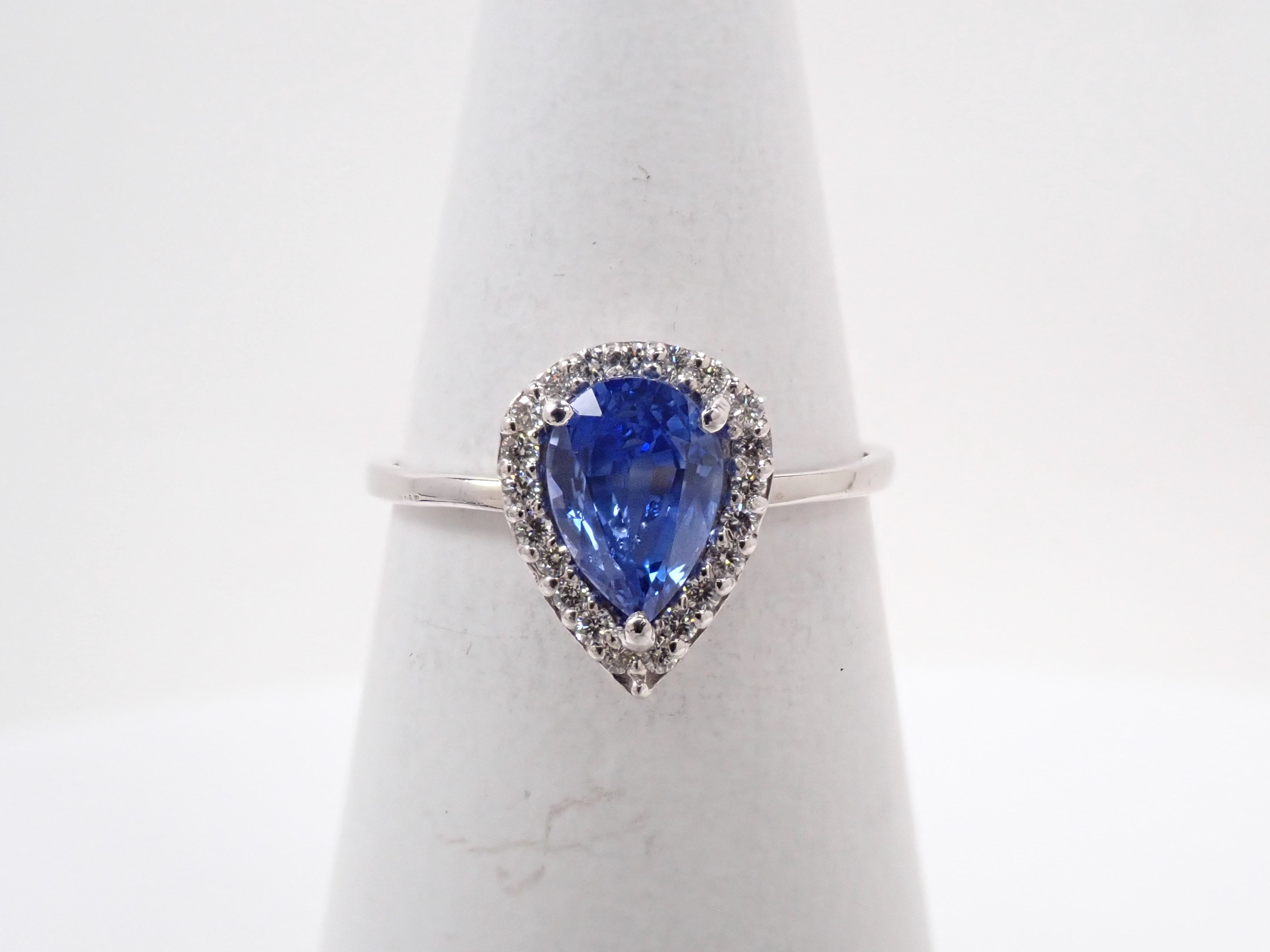 【9/4(金)AM10時〆：抽選販売_11】K18WG スリランカ産ブルーサファイア 1.22ct ダイヤモンド0.14ctリング鑑別書