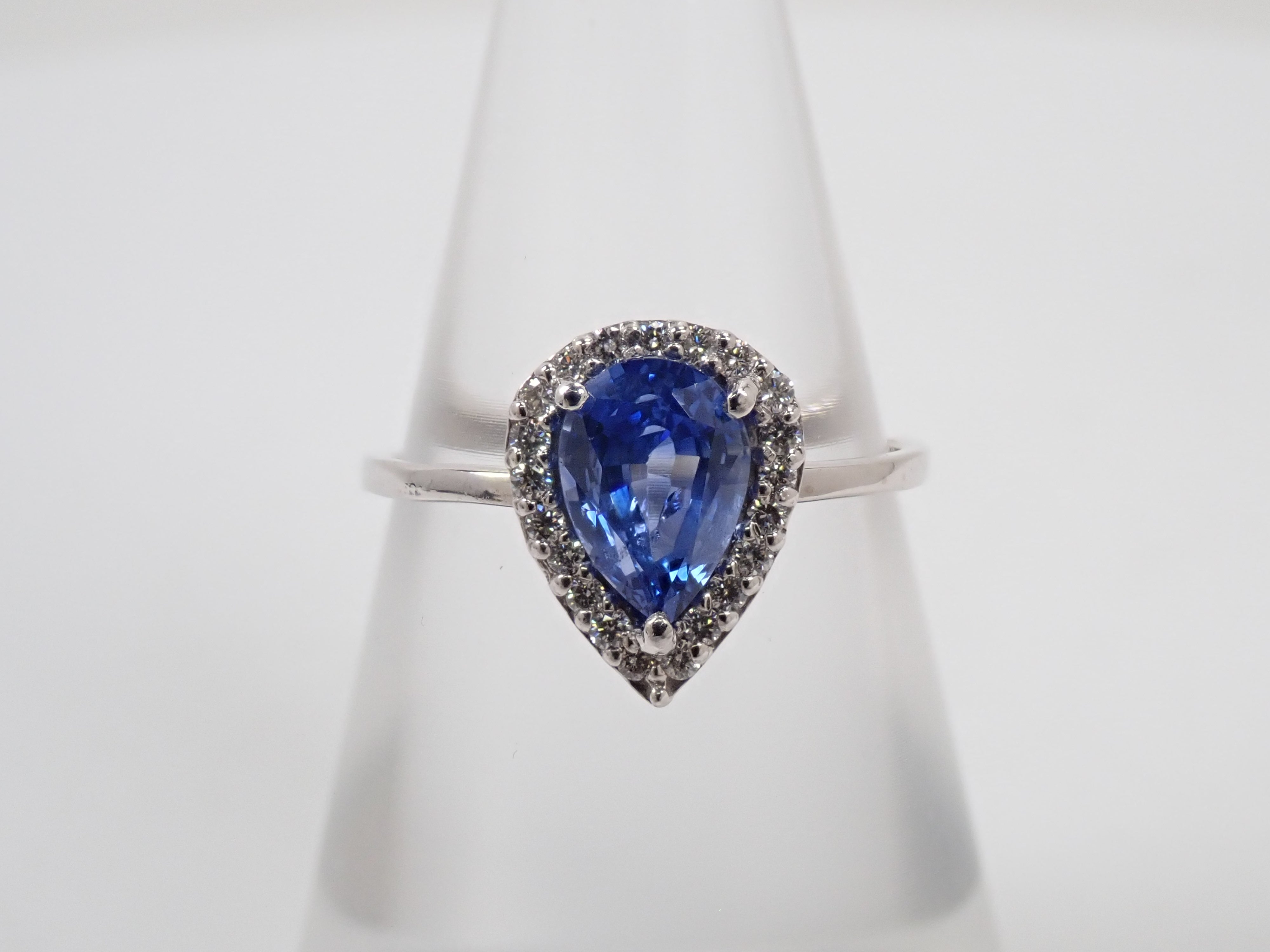 【9/4(金)AM10時〆：抽選販売_11】K18WG スリランカ産ブルーサファイア 1.22ct ダイヤモンド0.14ctリング鑑別書