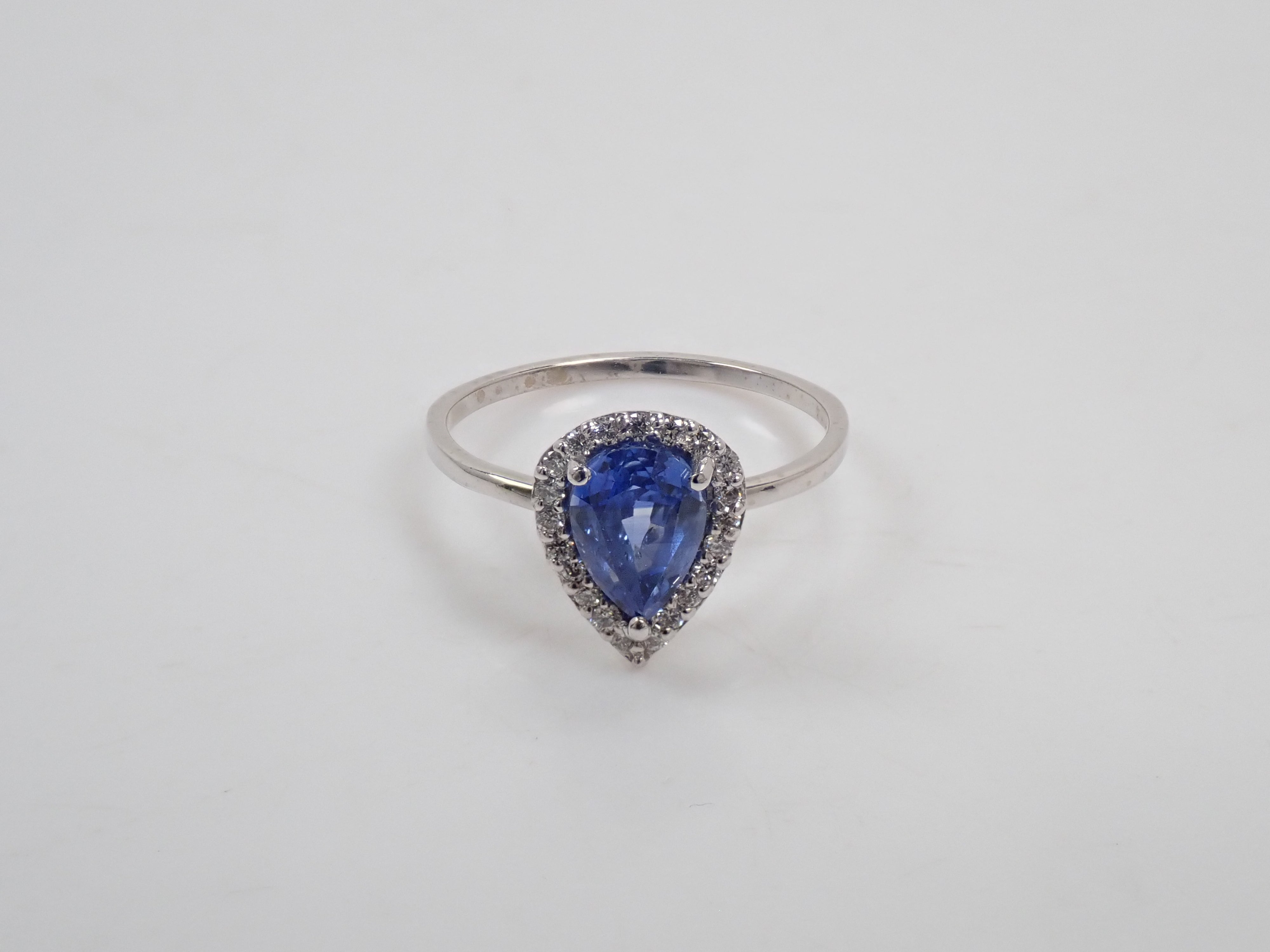【9/4(金)AM10時〆：抽選販売_11】K18WG スリランカ産ブルーサファイア 1.22ct ダイヤモンド0.14ctリング鑑別書