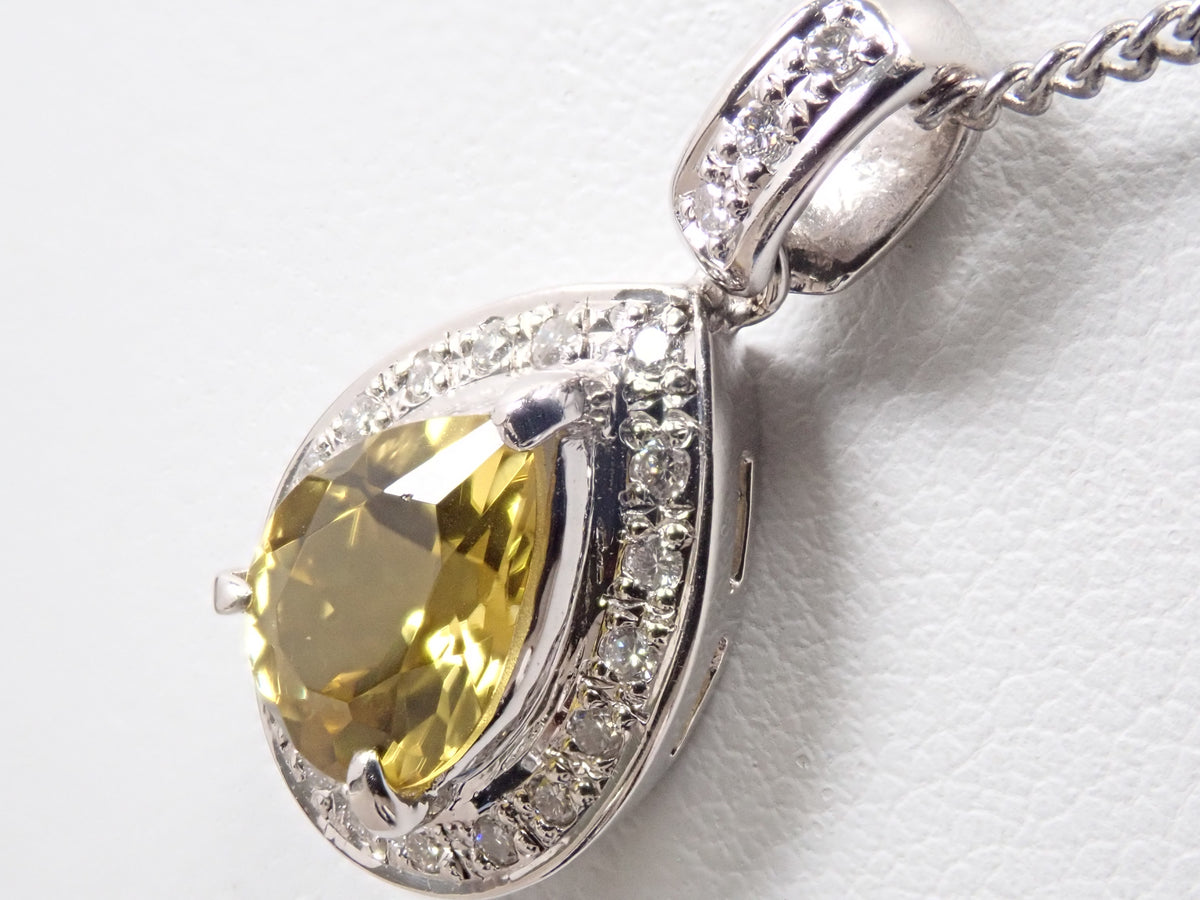 【22602731刊載】【Colorfli】Pt900 金絲雀黃碧璽 配鑽0.15ct 吊墜頭（項鍊墜）附鑒定書