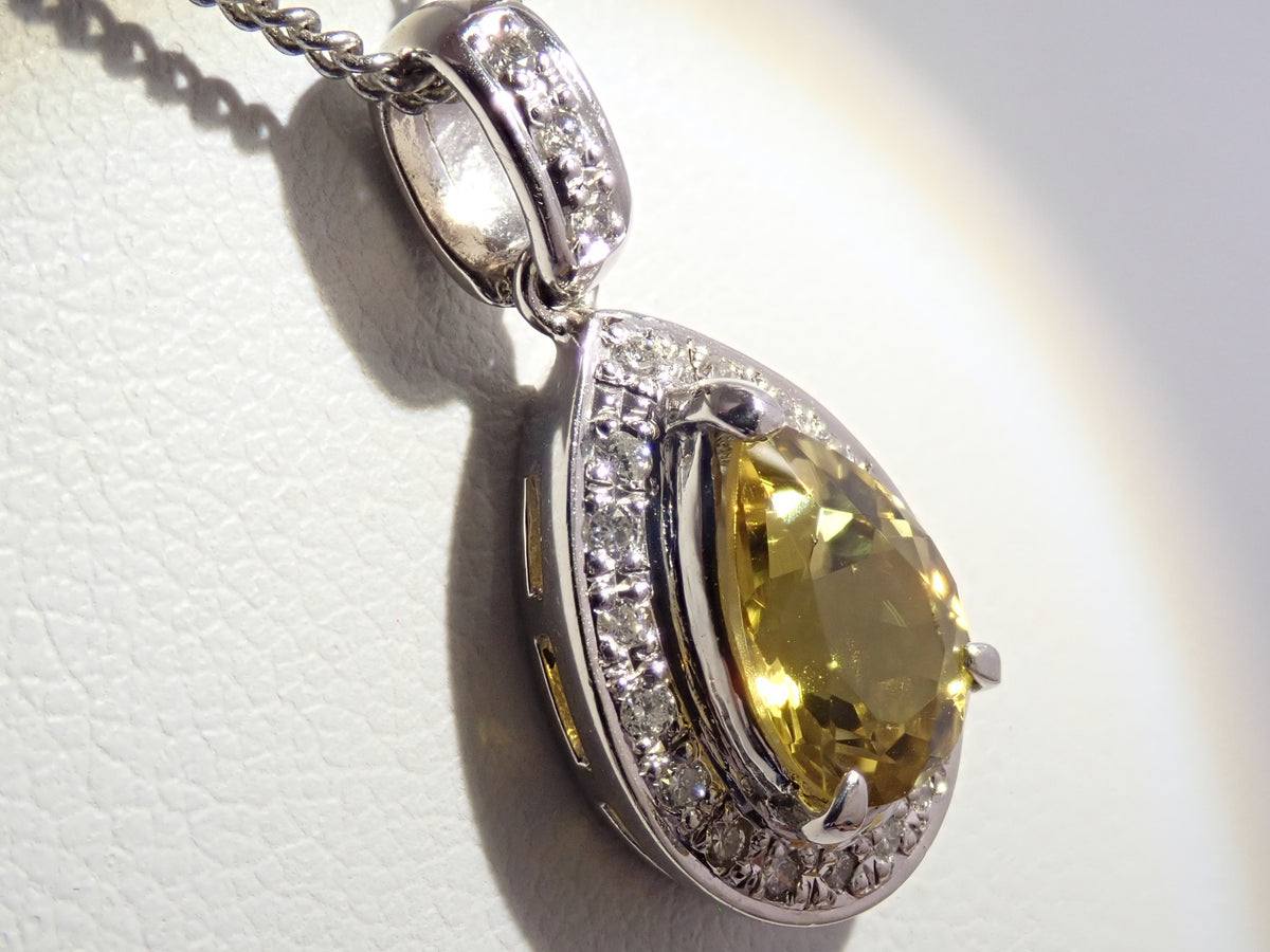 【22602731刊載】【Colorfli】Pt900 金絲雀黃碧璽 配鑽0.15ct 吊墜頭（項鍊墜）附鑒定書