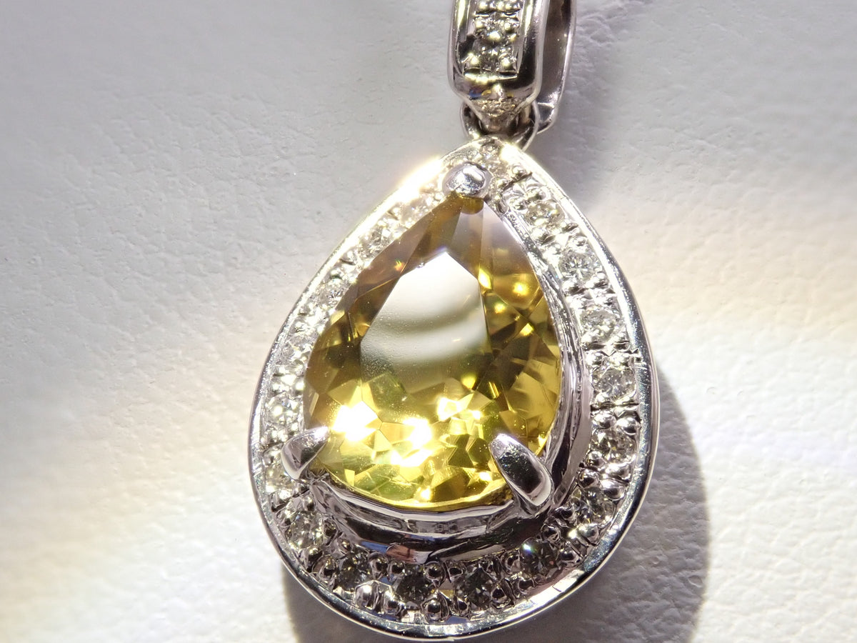 【22602731刊載】【Colorfli】Pt900 金絲雀黃碧璽 配鑽0.15ct 吊墜頭（項鍊墜）附鑒定書