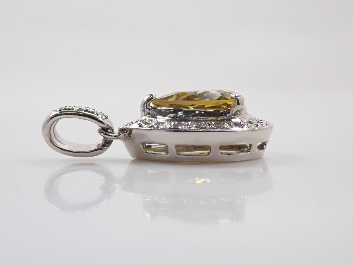 【22602731刊載】【Colorfli】Pt900 金絲雀黃碧璽 配鑽0.15ct 吊墜頭（項鍊墜）附鑒定書