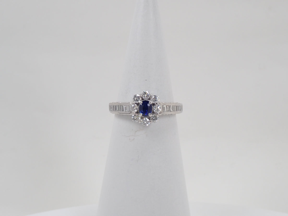 【9/14 22時販売】【カラフリ】Pt900 ロイヤルブルーサファイア 0.361ct・ダイヤモンド0.86ctリング鑑別書　