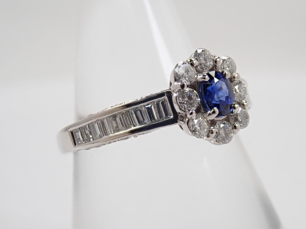 【9/14 22時販売】【カラフリ】Pt900 ロイヤルブルーサファイア 0.361ct・ダイヤモンド0.86ctリング鑑別書　