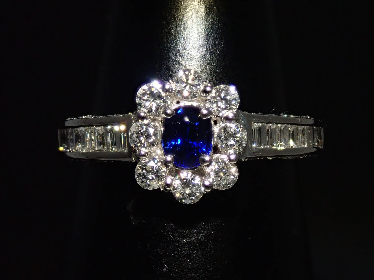 【9/14 22時販売】【カラフリ】Pt900 ロイヤルブルーサファイア 0.361ct・ダイヤモンド0.86ctリング鑑別書　