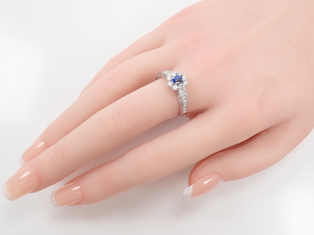 【9/14 22時販売】【カラフリ】Pt900 ロイヤルブルーサファイア 0.361ct・ダイヤモンド0.86ctリング鑑別書　