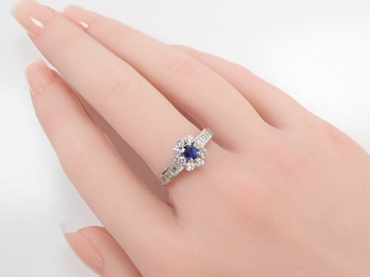 【9/14 22時販売】【カラフリ】Pt900 ロイヤルブルーサファイア 0.361ct・ダイヤモンド0.86ctリング鑑別書　