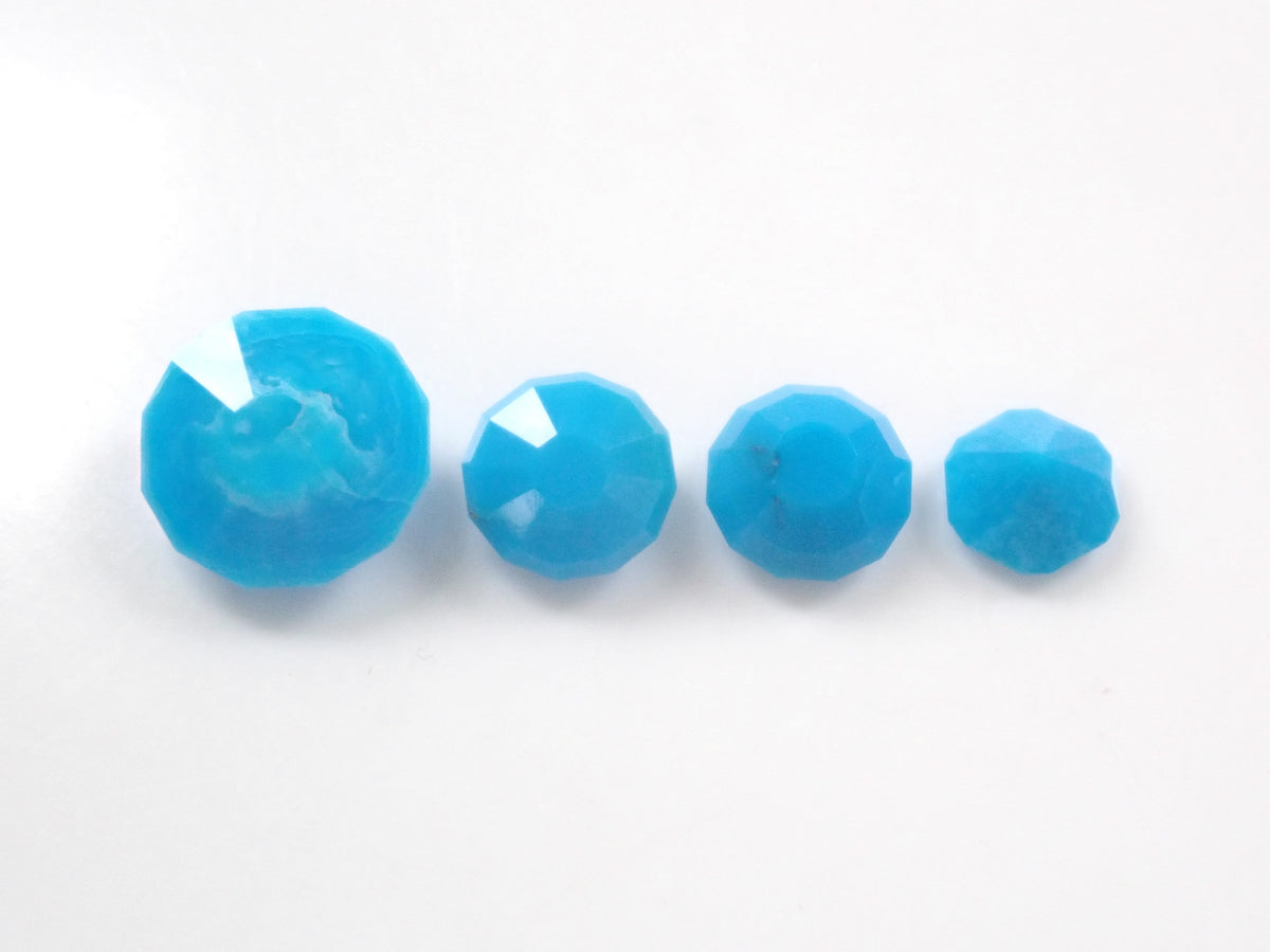 【9/5 22時販売】《限定4石》ローズカットのターコイズ（訳ありサンジェ氏カット,最大12mm）《複数購入割引有》