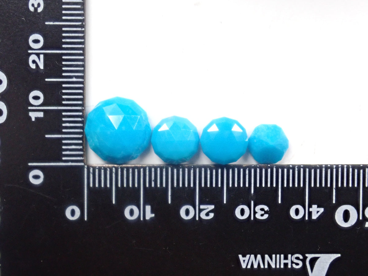 【9/5 22時販売】《限定4石》ローズカットのターコイズ（訳ありサンジェ氏カット,最大12mm）《複数購入割引有》
