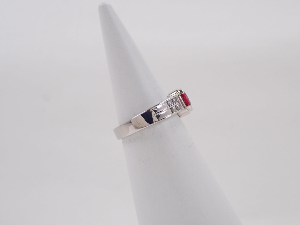 【9/14 22時販売】【カラフリ】Pt900 ルビー 0.71ct・ダイヤモンド 0.24ctリング鑑別書