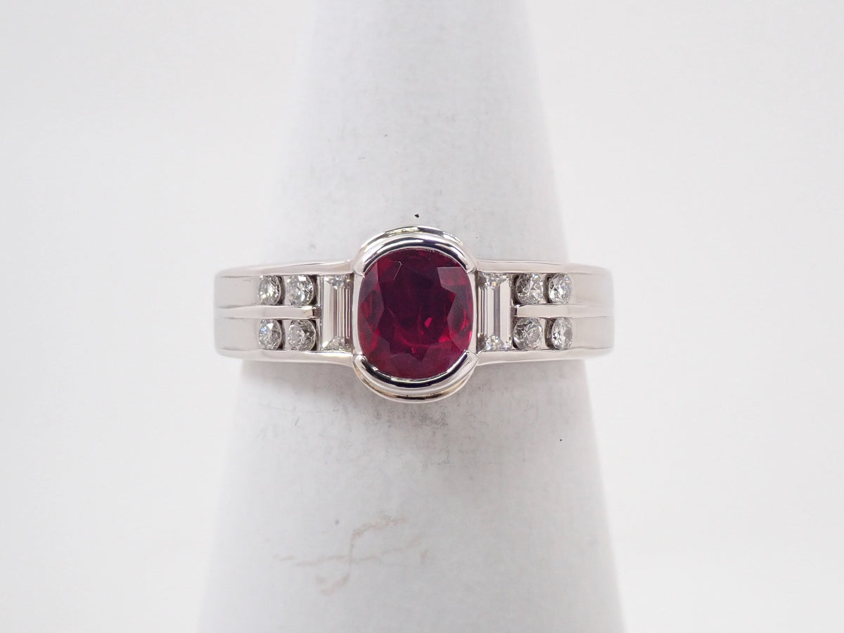 【9/14 22時販売】【カラフリ】Pt900 ルビー 0.71ct・ダイヤモンド 0.24ctリング鑑別書