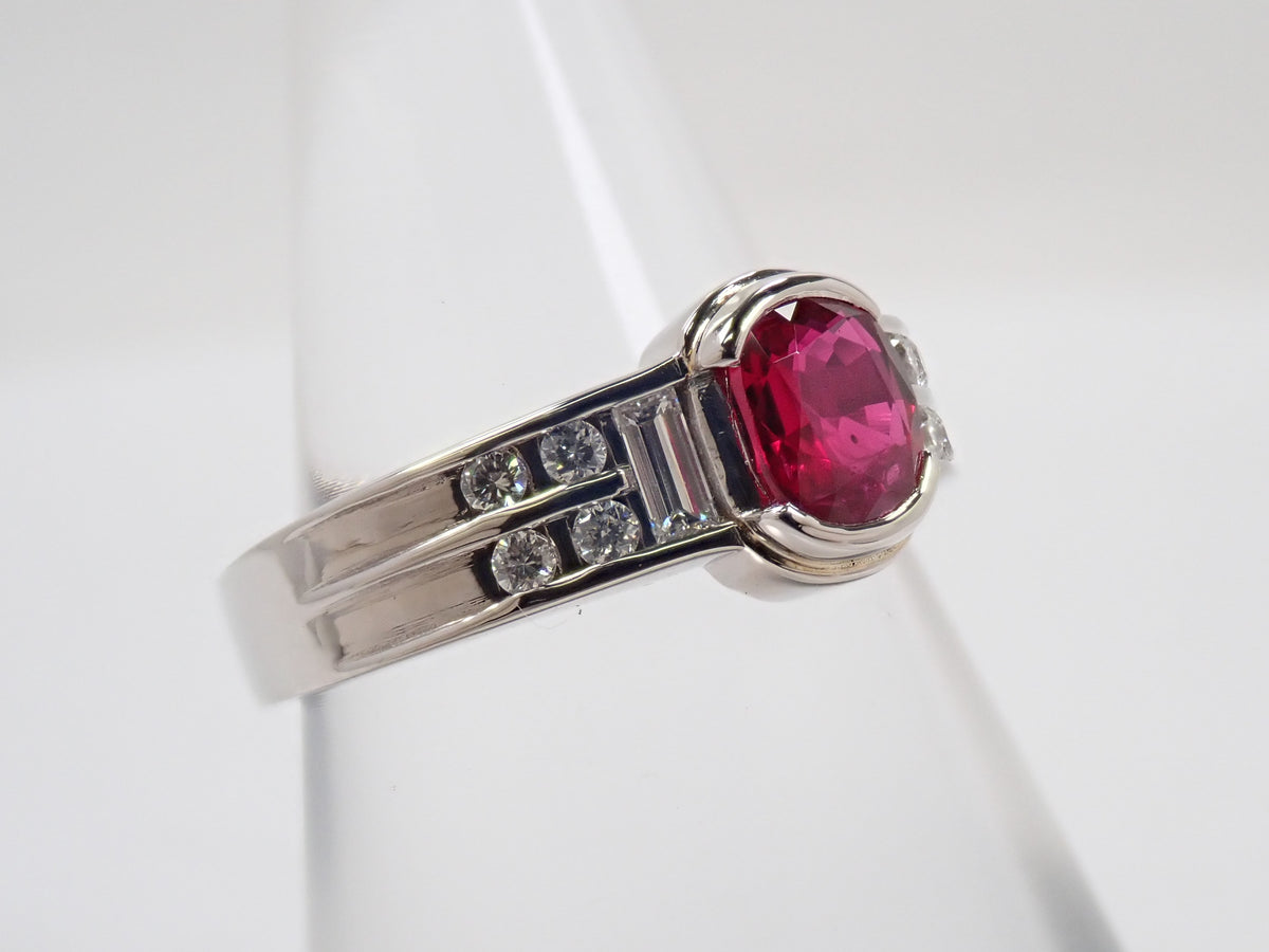 【9/14 22時販売】【カラフリ】Pt900 ルビー 0.71ct・ダイヤモンド 0.24ctリング鑑別書