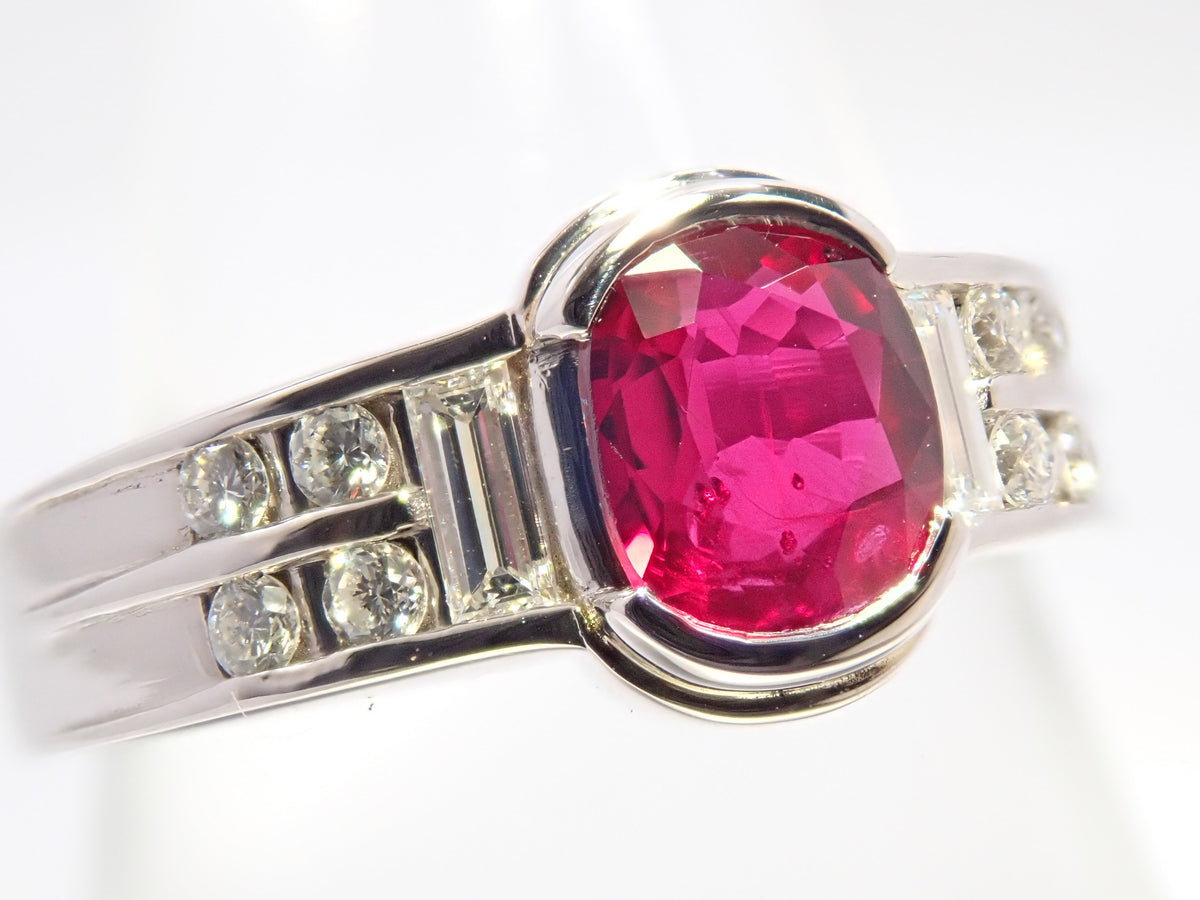 【9/14 22時販売】【カラフリ】Pt900 ルビー 0.71ct・ダイヤモンド 0.24ctリング鑑別書