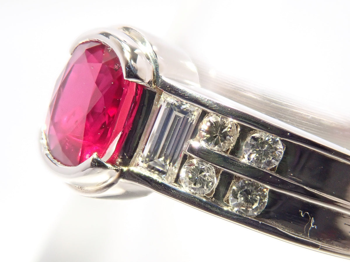 【9/14 22時販売】【カラフリ】Pt900 ルビー 0.71ct・ダイヤモンド 0.24ctリング鑑別書
