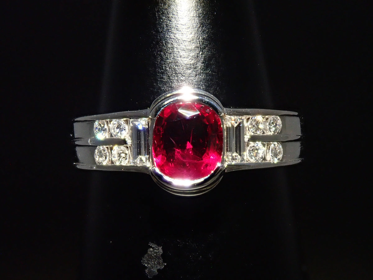 【9/14 22時販売】【カラフリ】Pt900 ルビー 0.71ct・ダイヤモンド 0.24ctリング鑑別書