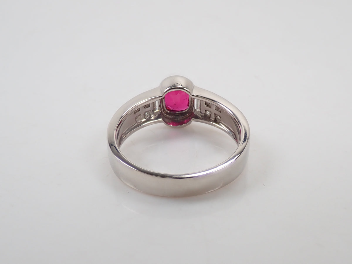 【9/14 22時販売】【カラフリ】Pt900 ルビー 0.71ct・ダイヤモンド 0.24ctリング鑑別書