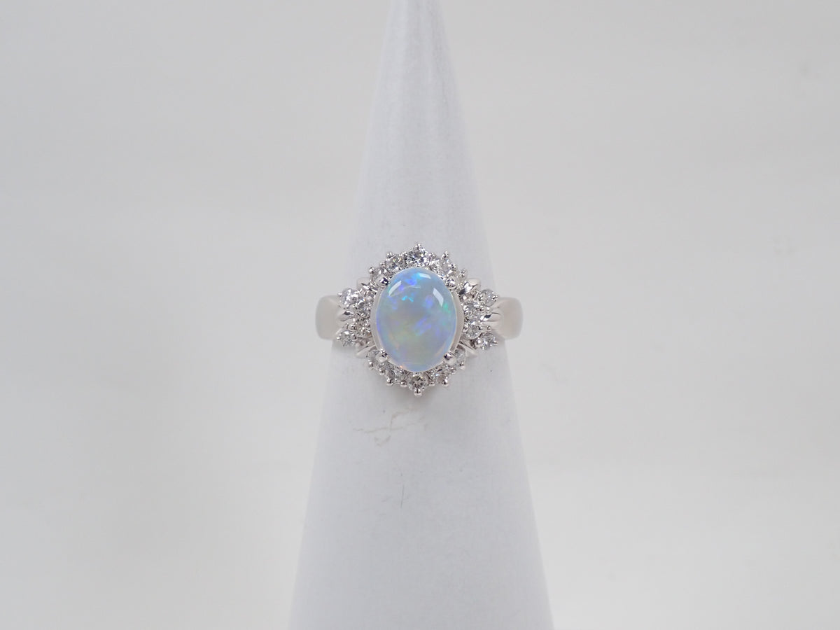 Pt900 オパール 1.10ct ダイヤモンド0.46ctリング