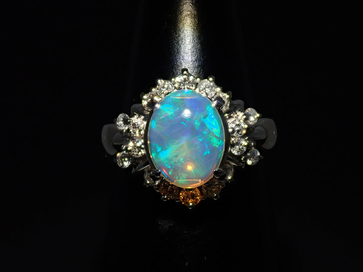 Pt900 オパール 1.10ct ダイヤモンド0.46ctリング