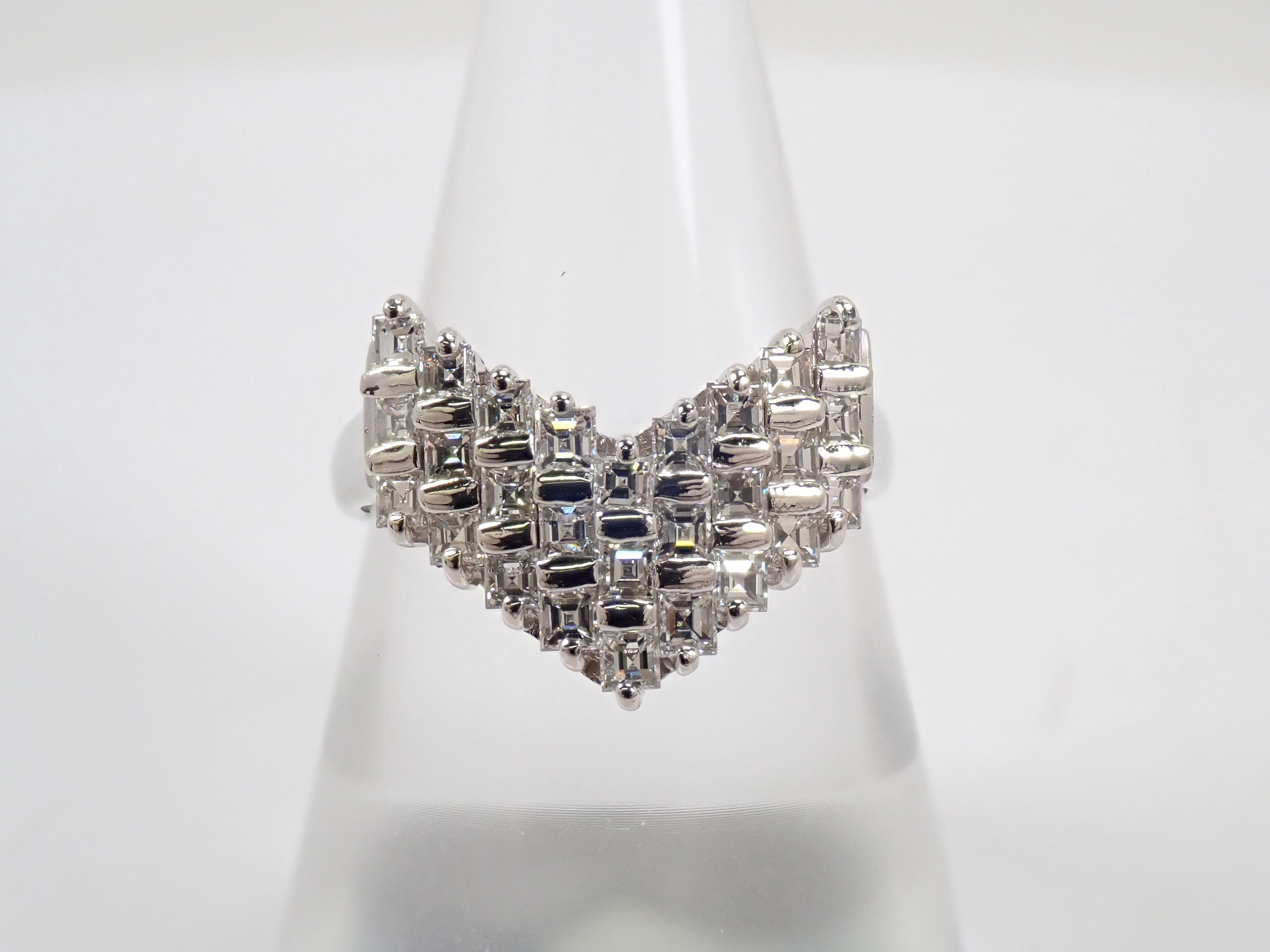 Pt900 ダイヤモンド 1.00ct V字リング