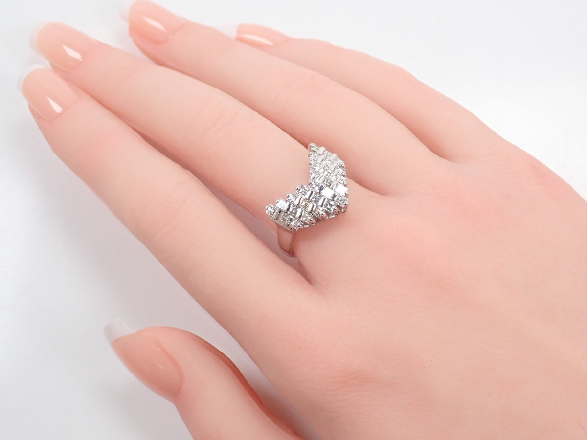 Pt900 ダイヤモンド 1.00ct V字リング