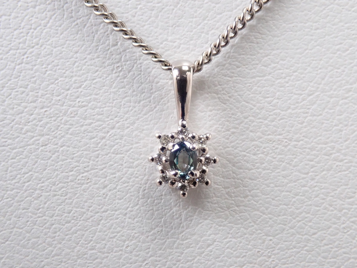 【9/15 22時販売】【カラフリ】Pt950アレキサンドライト0.07ct・ダイヤモンド 0.03ctペンダントトップ（ネックレストップ）鑑別書