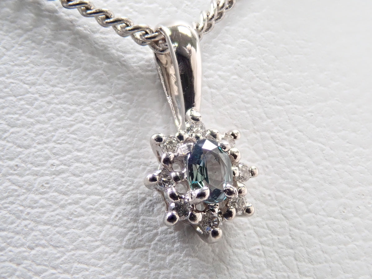 【9/15 22時販売】【カラフリ】Pt950アレキサンドライト0.07ct・ダイヤモンド 0.03ctペンダントトップ（ネックレストップ）鑑別書