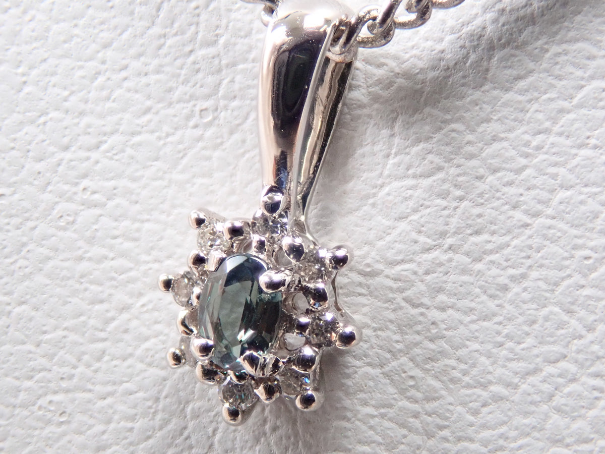 【9/15 22時販売】【カラフリ】Pt950アレキサンドライト0.07ct・ダイヤモンド 0.03ctペンダントトップ（ネックレストップ）鑑別書