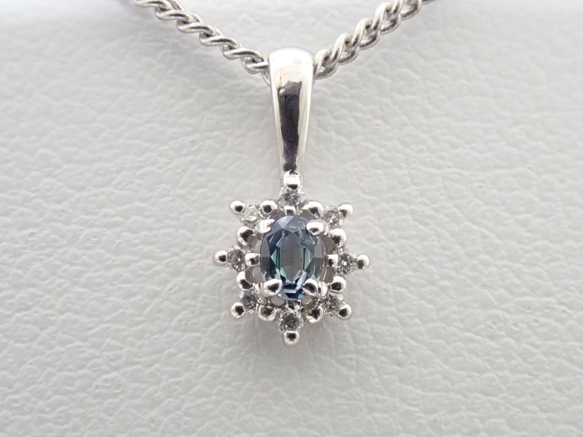 【9/15 22時販売】【カラフリ】Pt950アレキサンドライト0.07ct・ダイヤモンド 0.03ctペンダントトップ（ネックレストップ）鑑別書