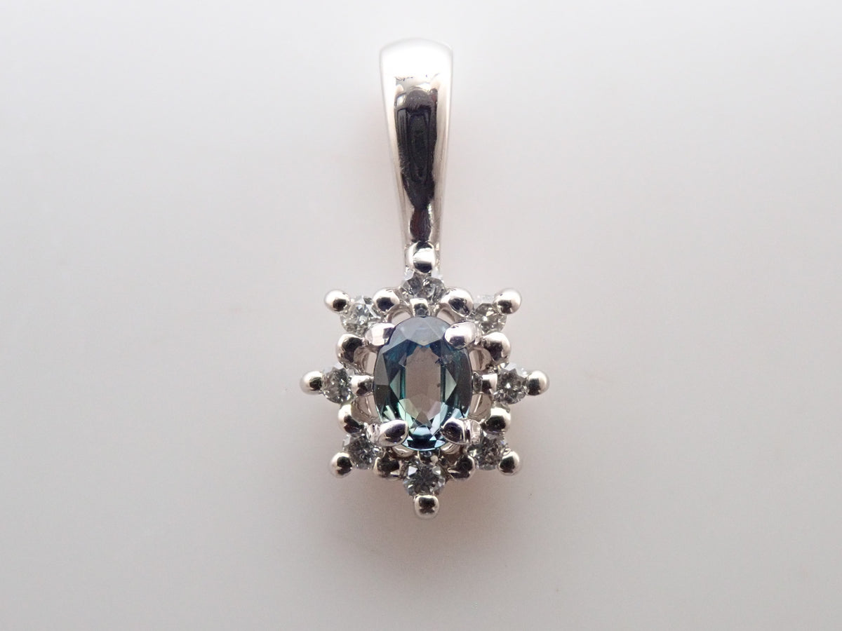 【9/15 22時販売】【カラフリ】Pt950アレキサンドライト0.07ct・ダイヤモンド 0.03ctペンダントトップ（ネックレストップ）鑑別書