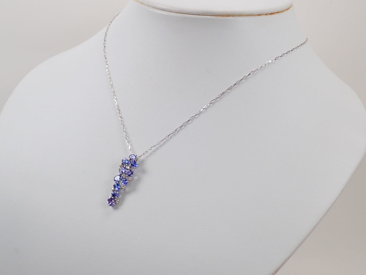 【9/20 22時販売】【カラフリ】K18WG タンザナイト1.79ct・ダイヤモンド0.07ctペンダント（ネックレス）