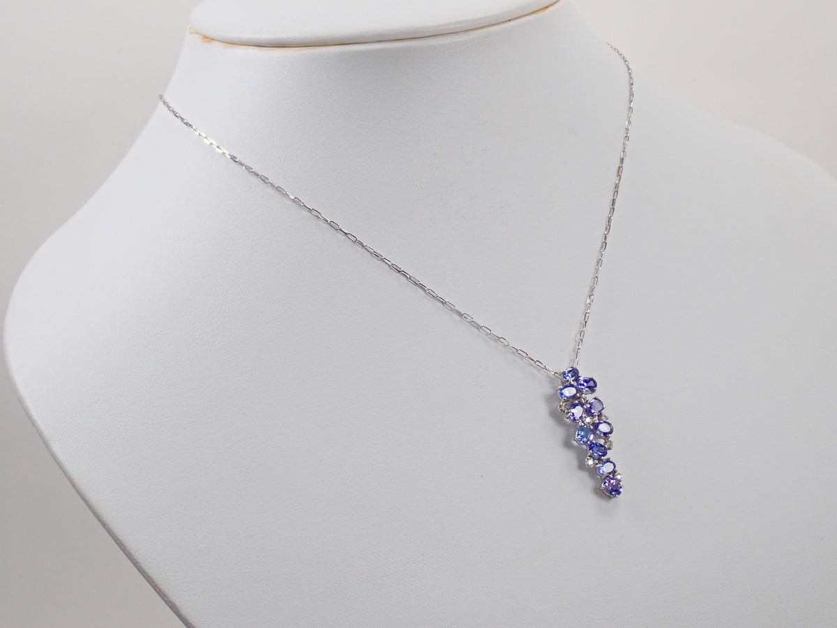 【9/20 22時販売】【カラフリ】K18WG タンザナイト1.79ct・ダイヤモンド0.07ctペンダント（ネックレス）