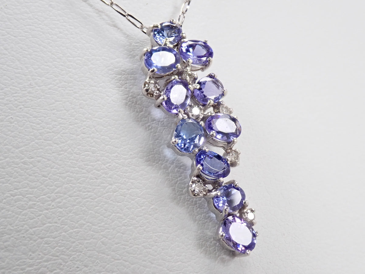 【9/20 22時販売】【カラフリ】K18WG タンザナイト1.79ct・ダイヤモンド0.07ctペンダント（ネックレス）