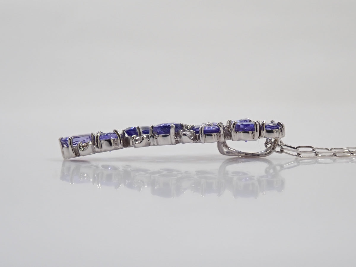 【9/20 22時販売】【カラフリ】K18WG タンザナイト1.79ct・ダイヤモンド0.07ctペンダント（ネックレス）