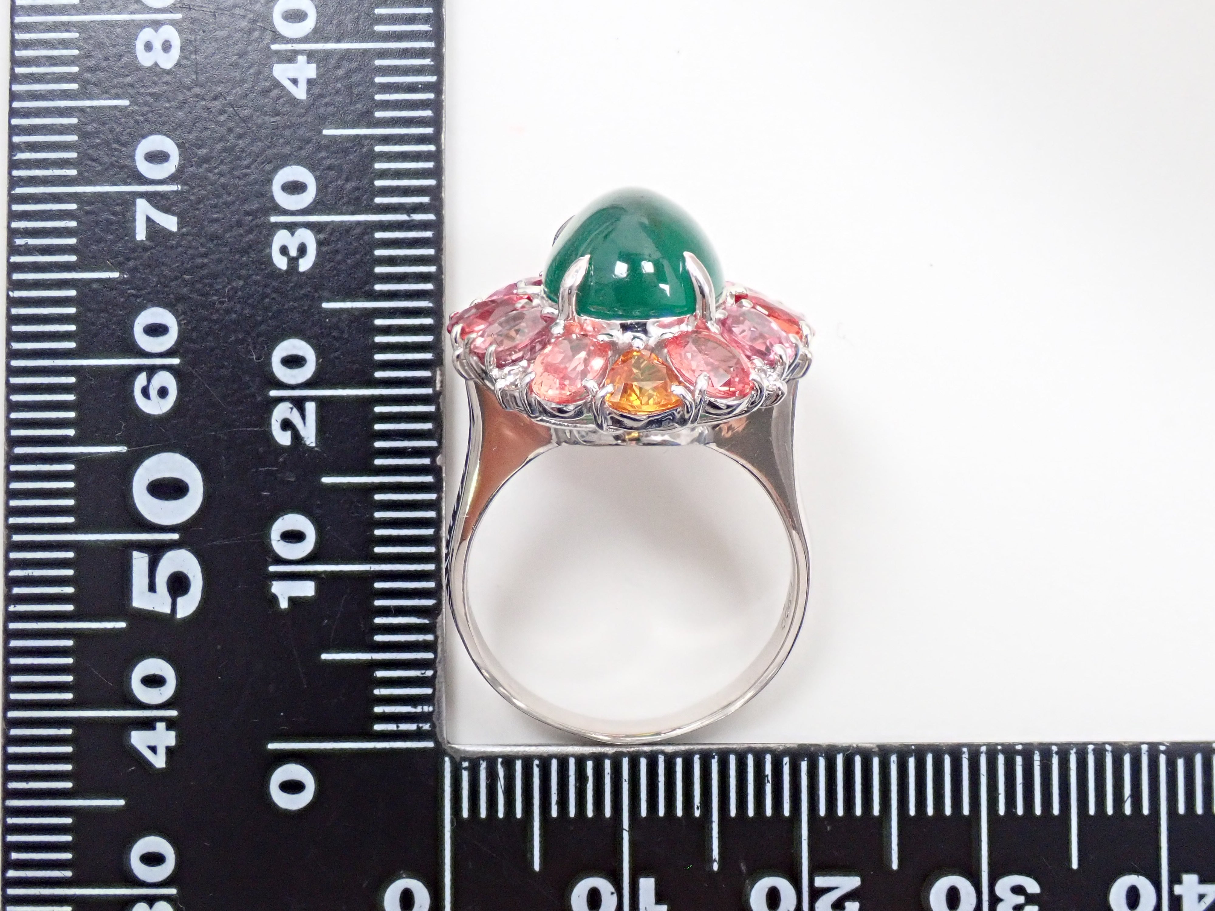 Pt900 エメラルド 5.33ct サファイア4.52ct、ダイヤモンド0.12ctリング
