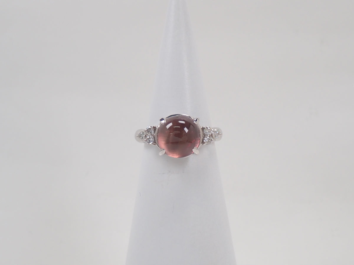 【9/18 22時販売】【カラフリ】Pt900 トルマリンキャッツアイ 4.598ct ダイヤモンド0.20ctリング