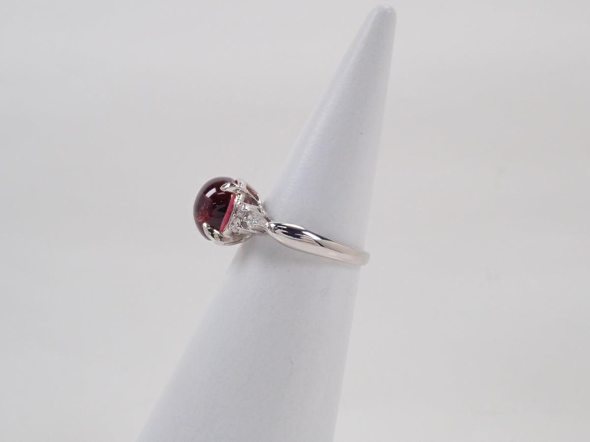【9/18 22時販売】【カラフリ】Pt900 トルマリンキャッツアイ 4.598ct ダイヤモンド0.20ctリング