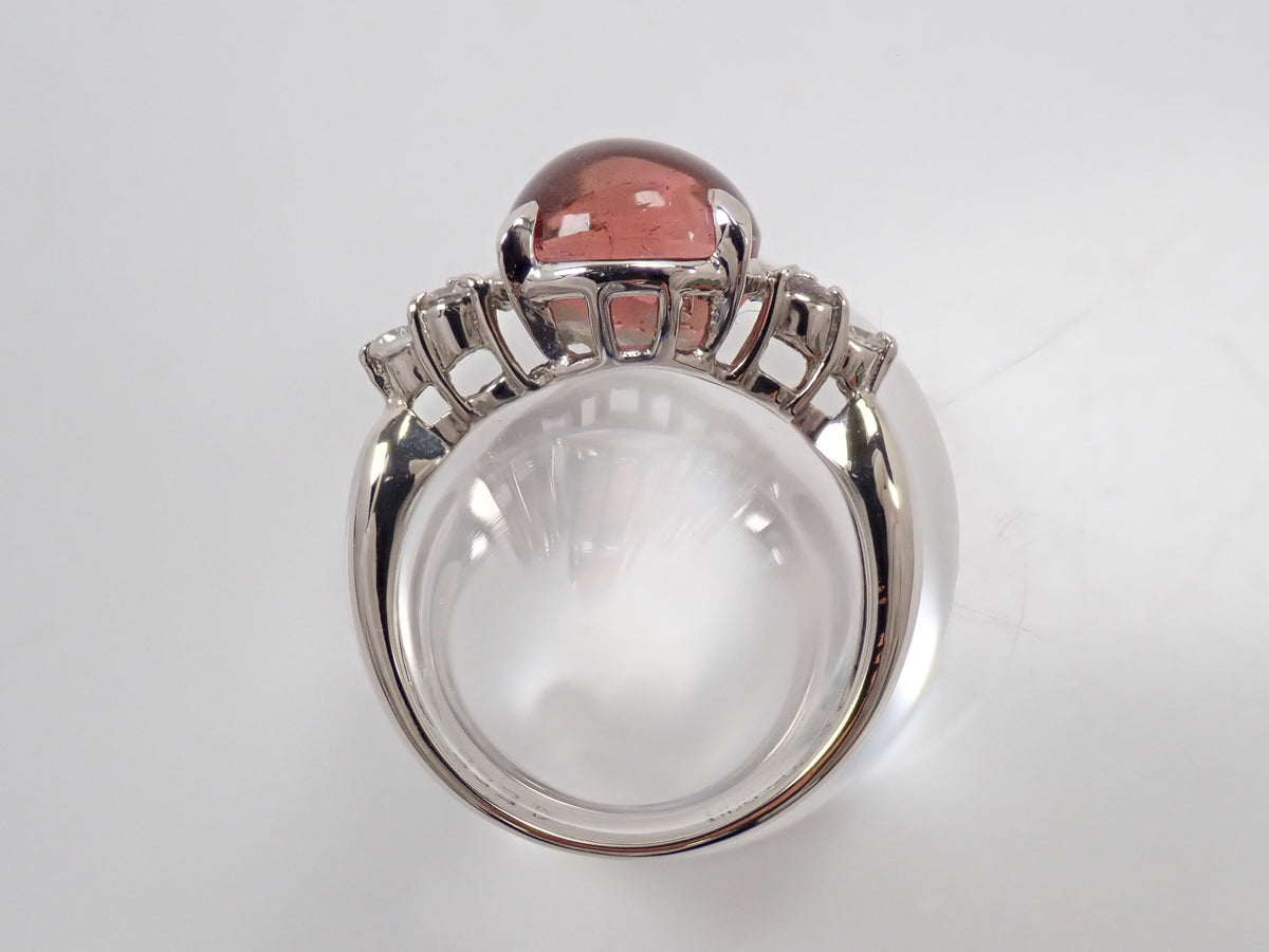 【9/18 22時販売】【カラフリ】Pt900 トルマリンキャッツアイ 4.598ct ダイヤモンド0.20ctリング
