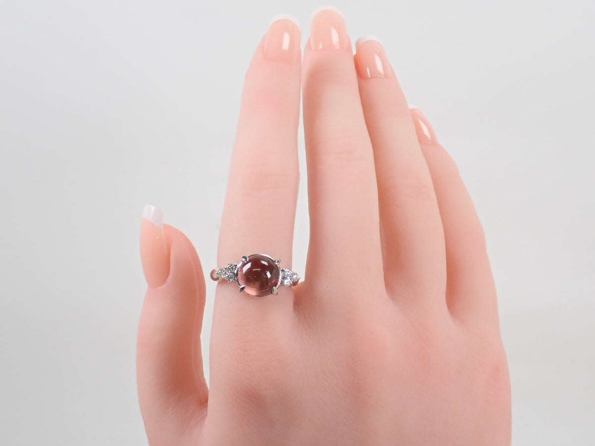 【9/18 22時販売】【カラフリ】Pt900 トルマリンキャッツアイ 4.598ct ダイヤモンド0.20ctリング