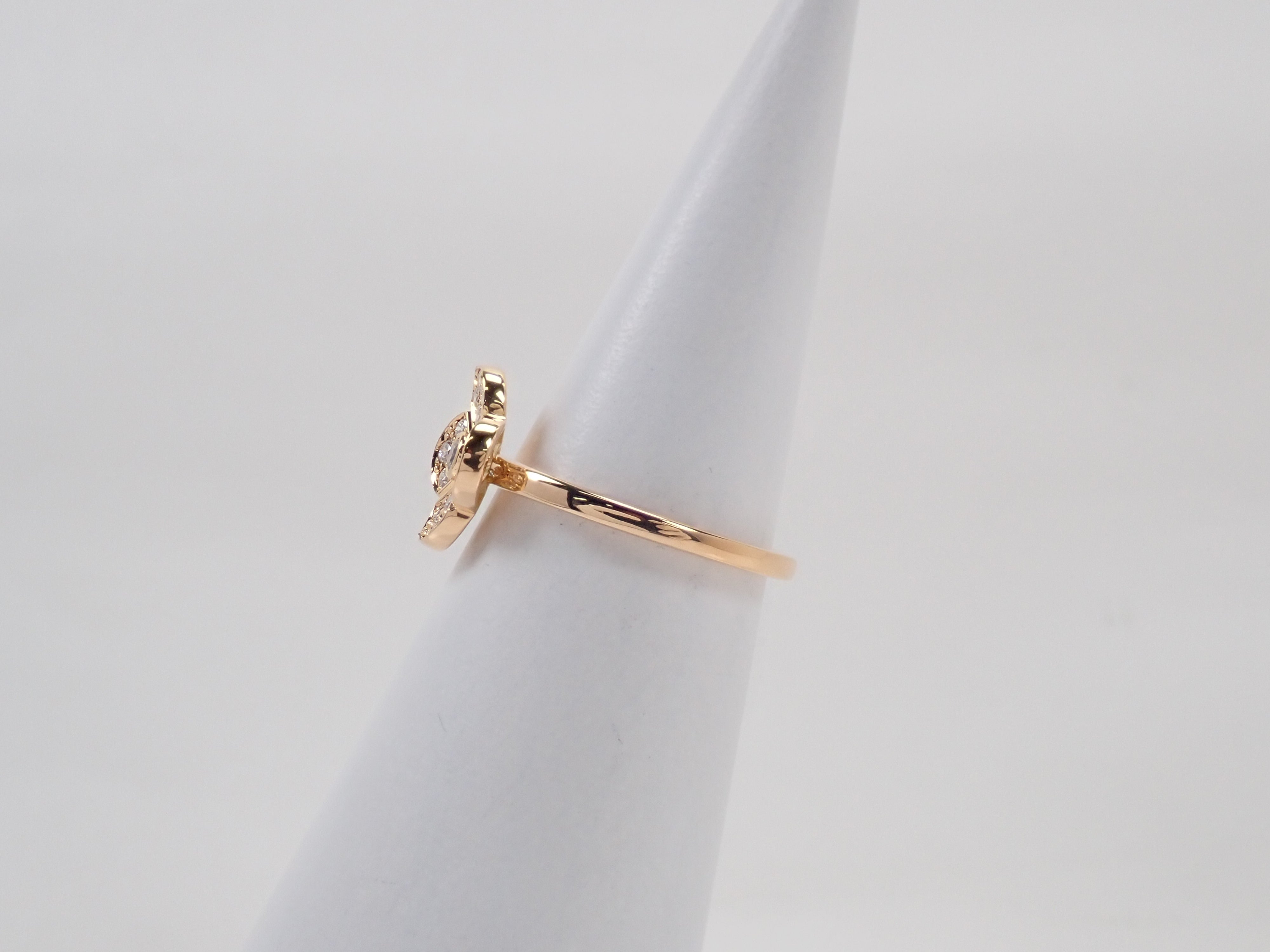 K18 ダイヤモンド0.35ct フラワーモチーフリング鑑別書