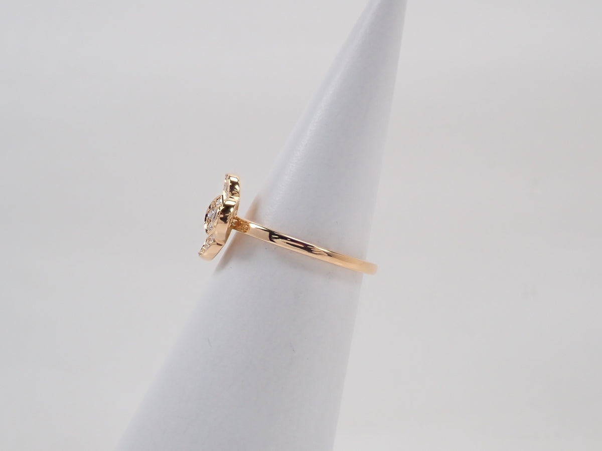 【9/30 22時販売】【カラフリ】K18 ダイヤモンド0.35ct フラワーモチーフリング鑑別書