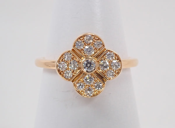 K18 ダイヤモンド0.35ct フラワーモチーフリング鑑別書