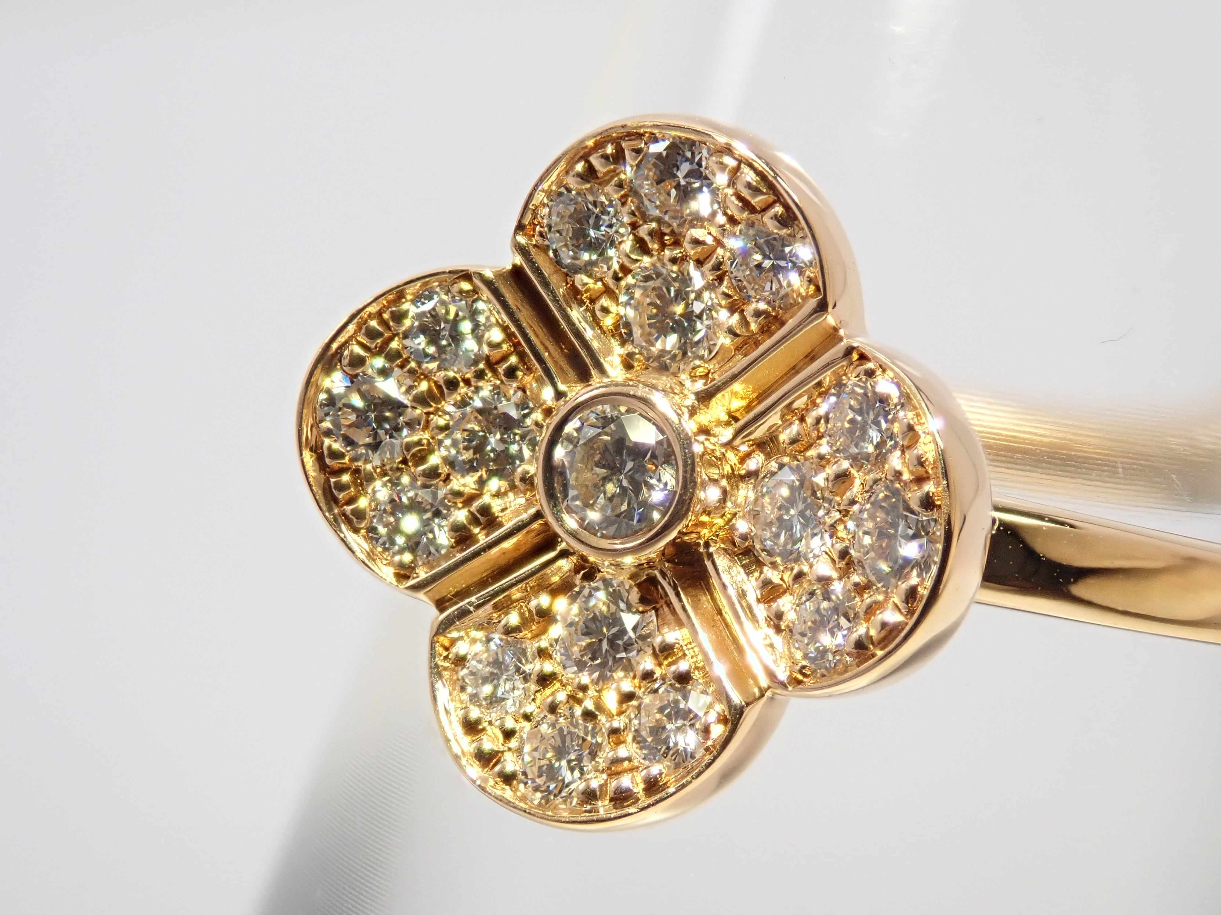 K18 ダイヤモンド0.35ct フラワーモチーフリング鑑別書