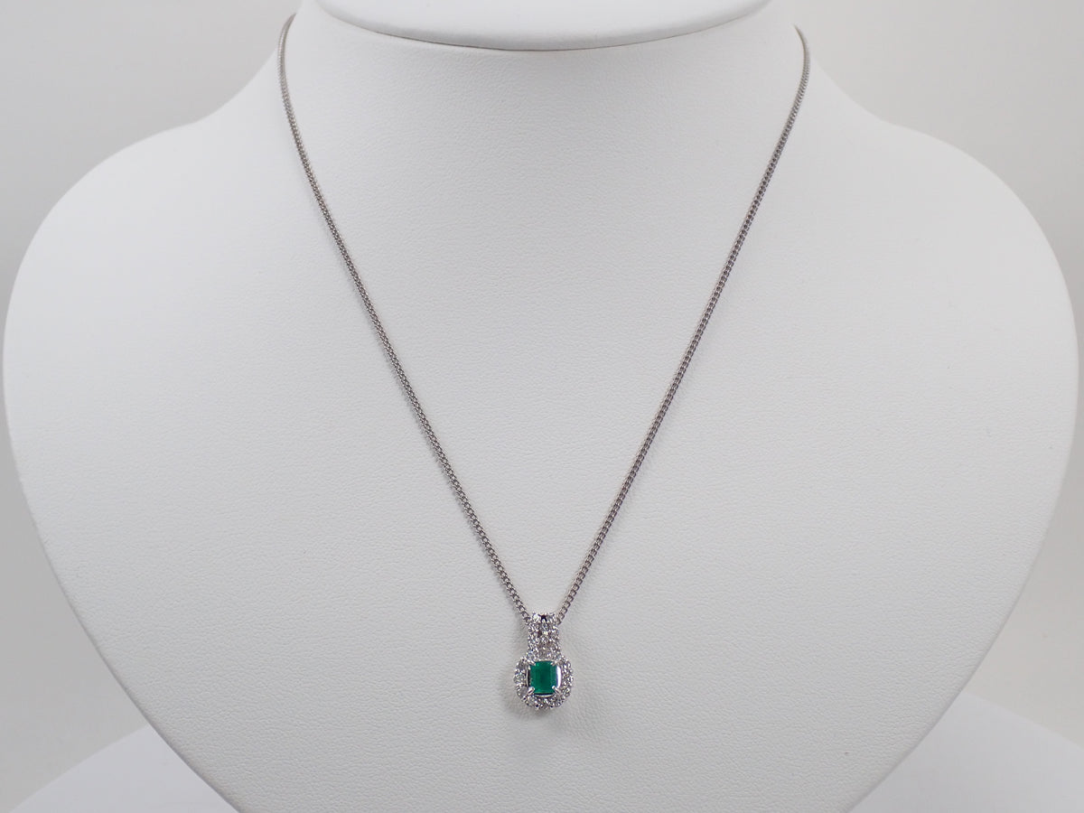 【9/24 22時販売】【カラフリ】Pt900 エメラルド 0.40ct ダイヤモンド0.33ctペンダントトップ（ネックレストップ）鑑別書