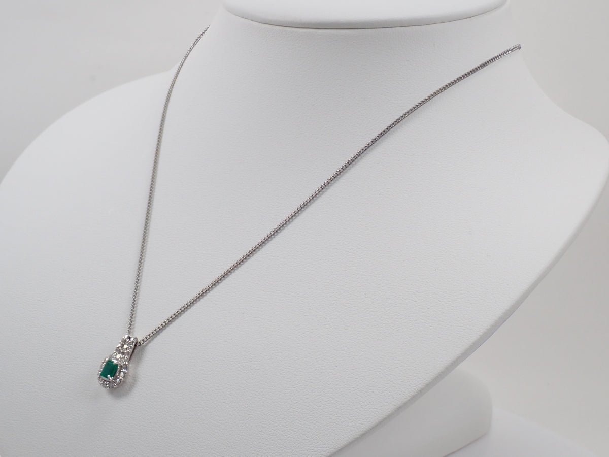 【9/24 22時販売】【カラフリ】Pt900 エメラルド 0.40ct ダイヤモンド0.33ctペンダントトップ（ネックレストップ）鑑別書