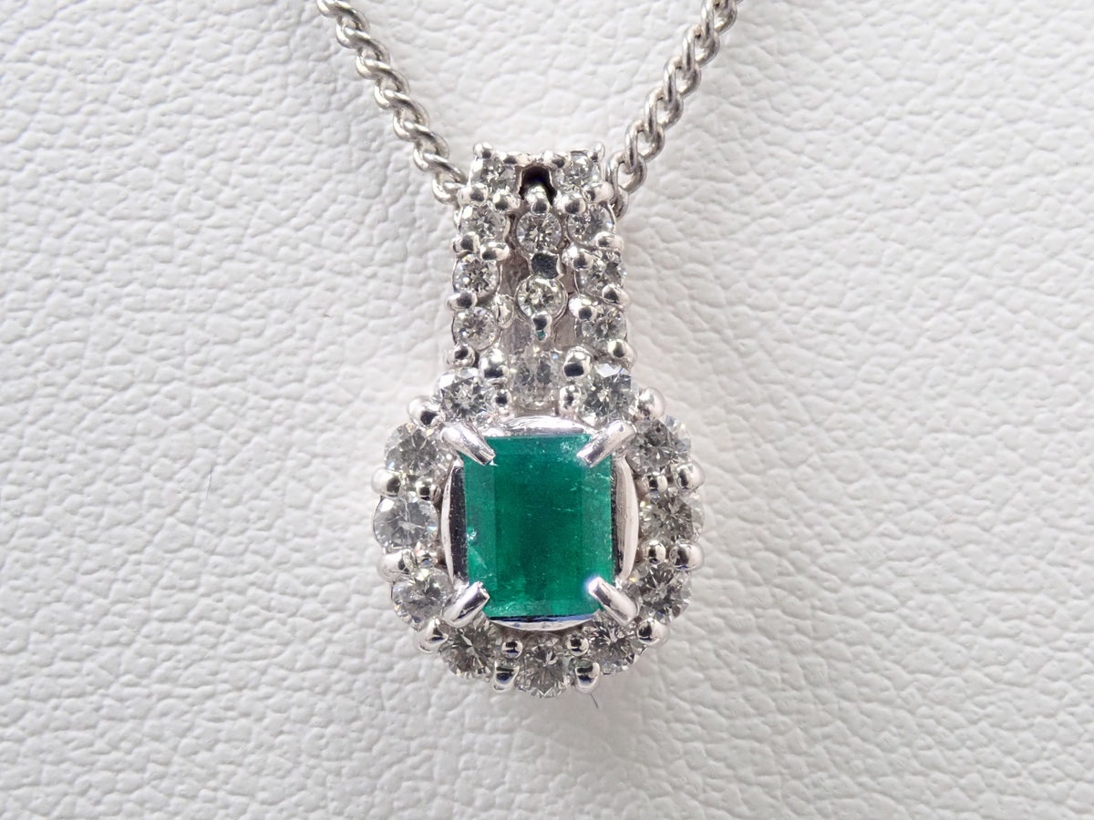 【9/24 22時販売】【カラフリ】Pt900 エメラルド 0.40ct ダイヤモンド0.33ctペンダントトップ（ネックレストップ）鑑別書